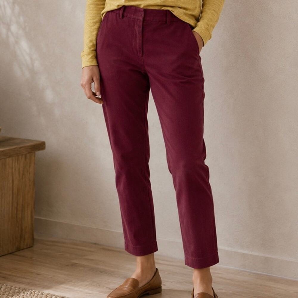 APIECE APART | Burgundy Slim Straight Leg Ankle Trousers Cotton blend | Size 6